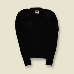 1990s | AK | Military Ribbed Knit Sweater | Black – XS