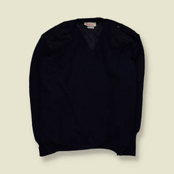1990s | Wooly Pully | Lined Military Ribbed Knit Sweater | Navy – 7XL