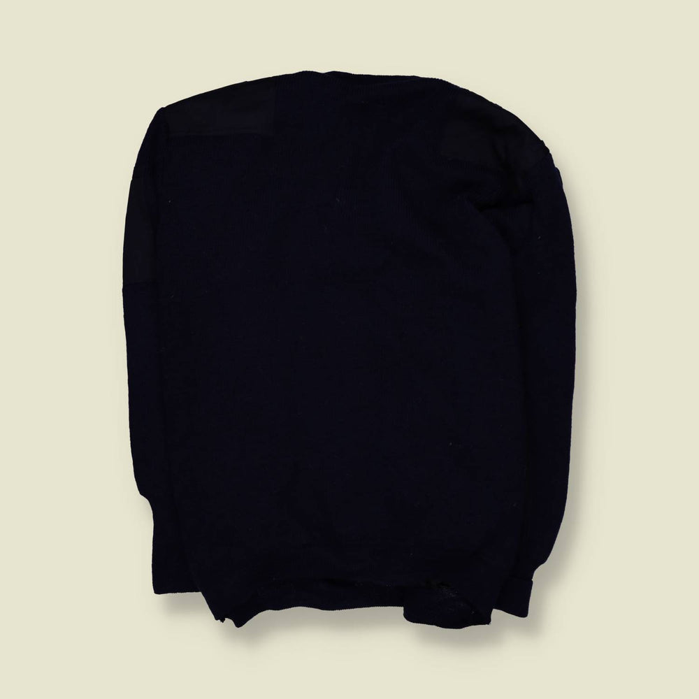 1990s | Wooly Pully | Lined Military Ribbed Knit Sweater | Navy – 7XL