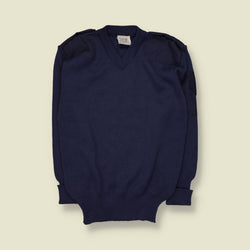 1990s | Utility | Military Ribbed Knit Sweater | Navy – L
