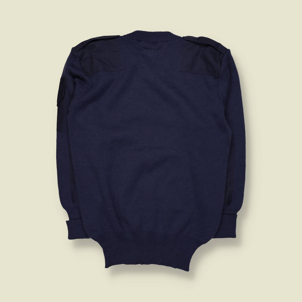 1990s | Utility | Military Ribbed Knit Sweater | Navy – L