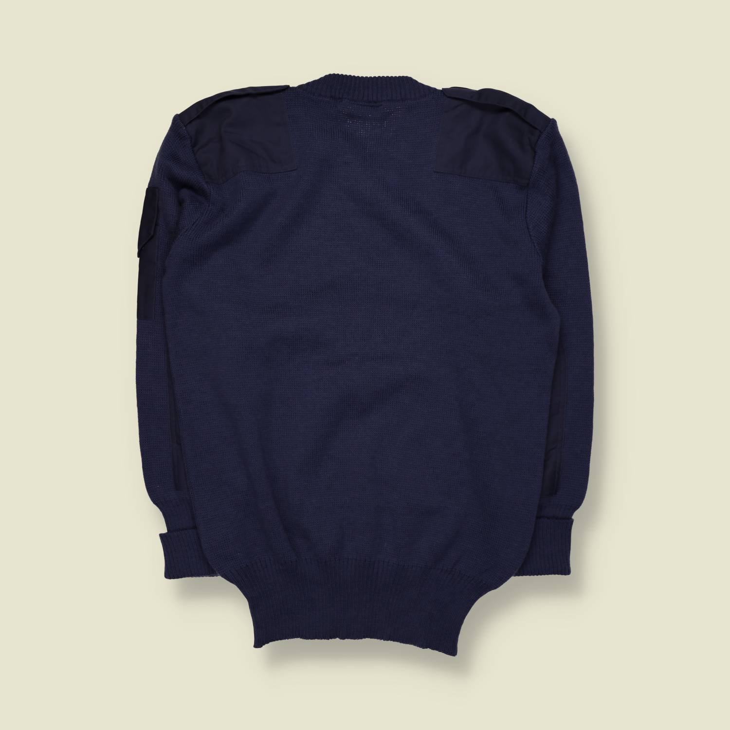 1990s | Utility | Military Ribbed Knit Sweater | Navy – L