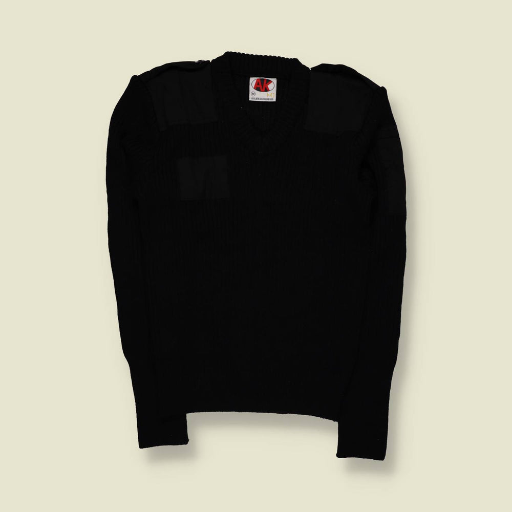 1990s | AK | Military Ribbed Knit Sweater | Black – XS