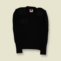 1990s | AK | Military Ribbed Knit Sweater | Black – XS