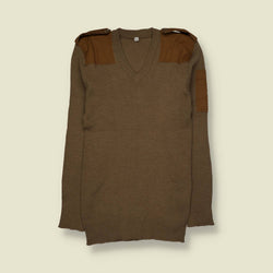 1990s | Military Ribbed Knit Sweater | Brown – XXS