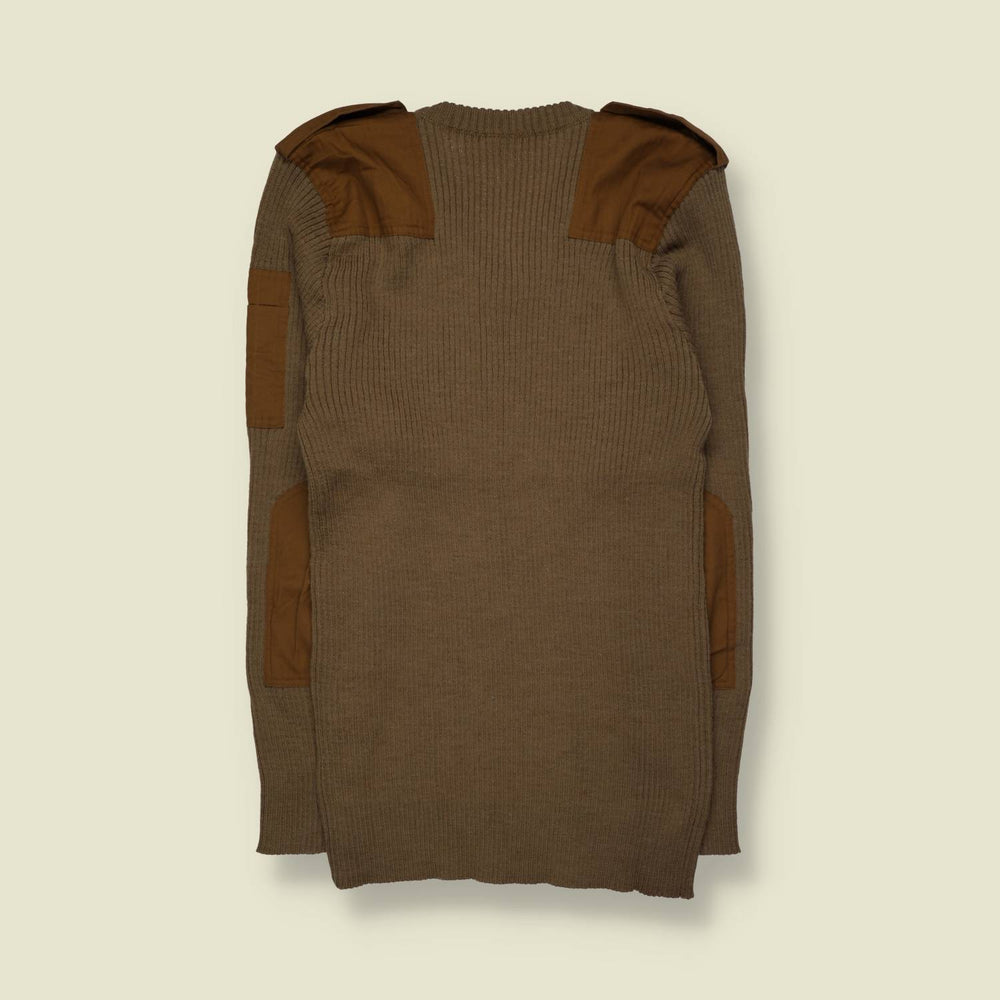 1990s | Military Ribbed Knit Sweater | Brown – XXS
