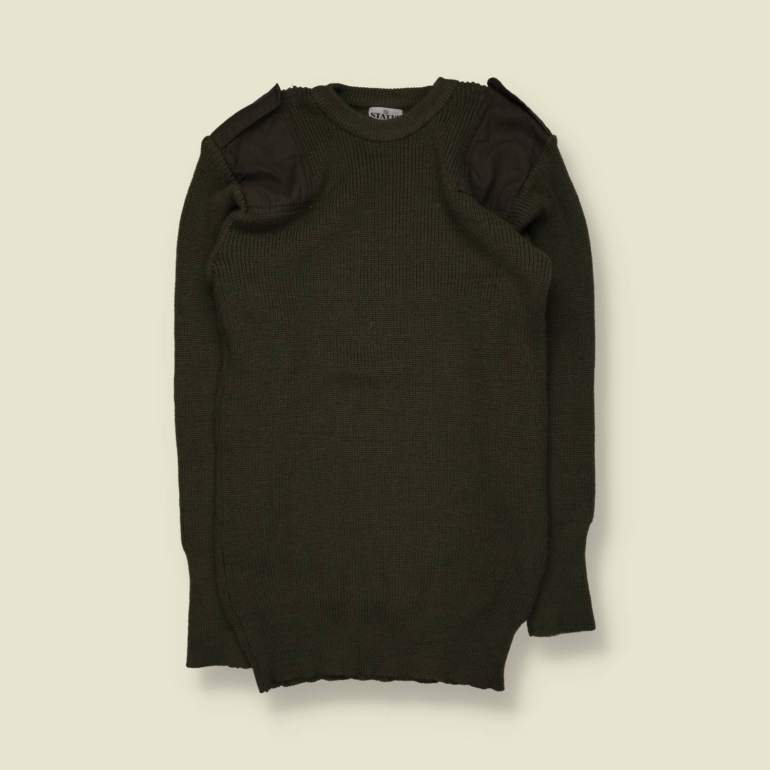 1990s | Status | Military Ribbed Knit Sweater | Olive – XS