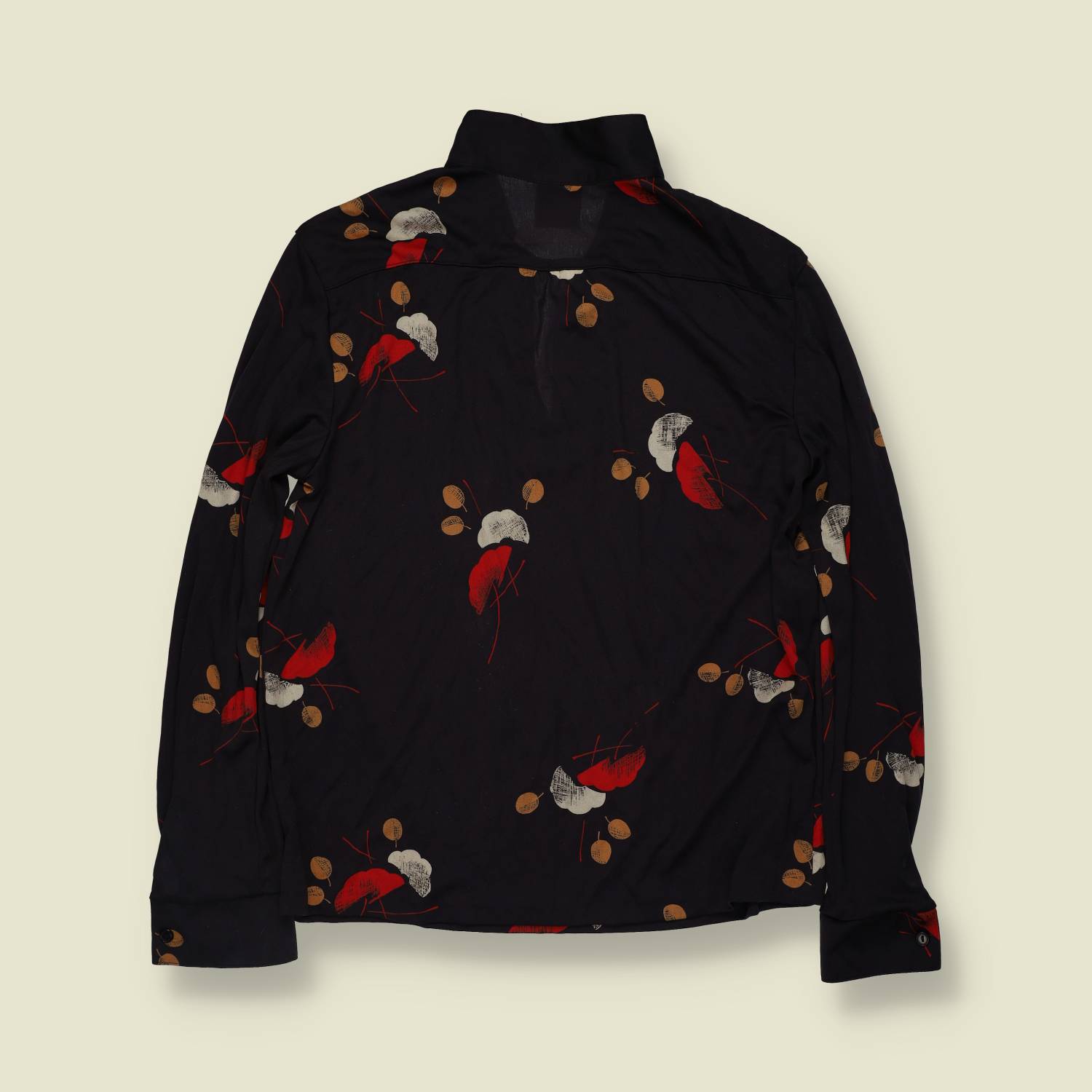 1970s | TGL | Printed Polyester Blouse | Black Multi - 12