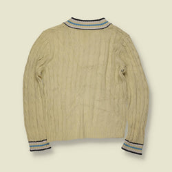 1990s | Izod | Cricket Jumper | Cream - M