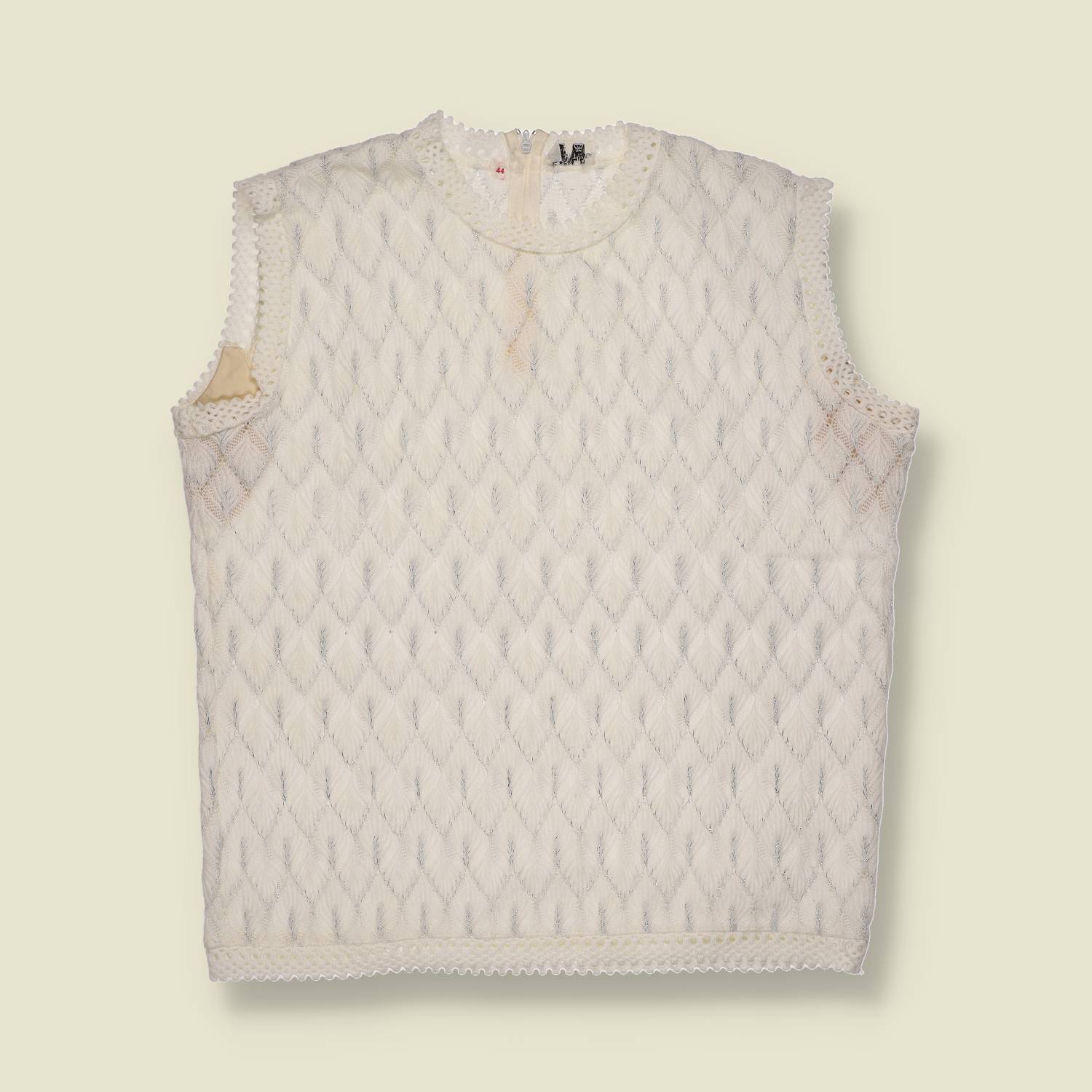 Late 1960s–1970s | Shimmer Knit Tank Top | Cream - 14