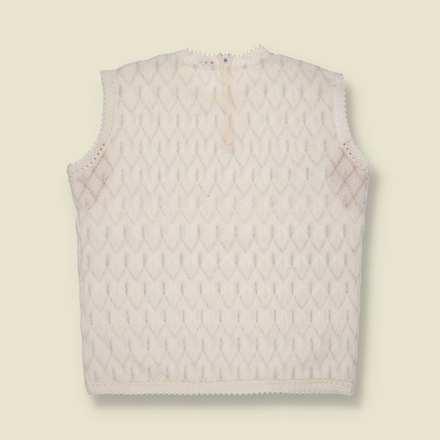 Late 1960s–1970s | Shimmer Knit Tank Top | Cream - 14