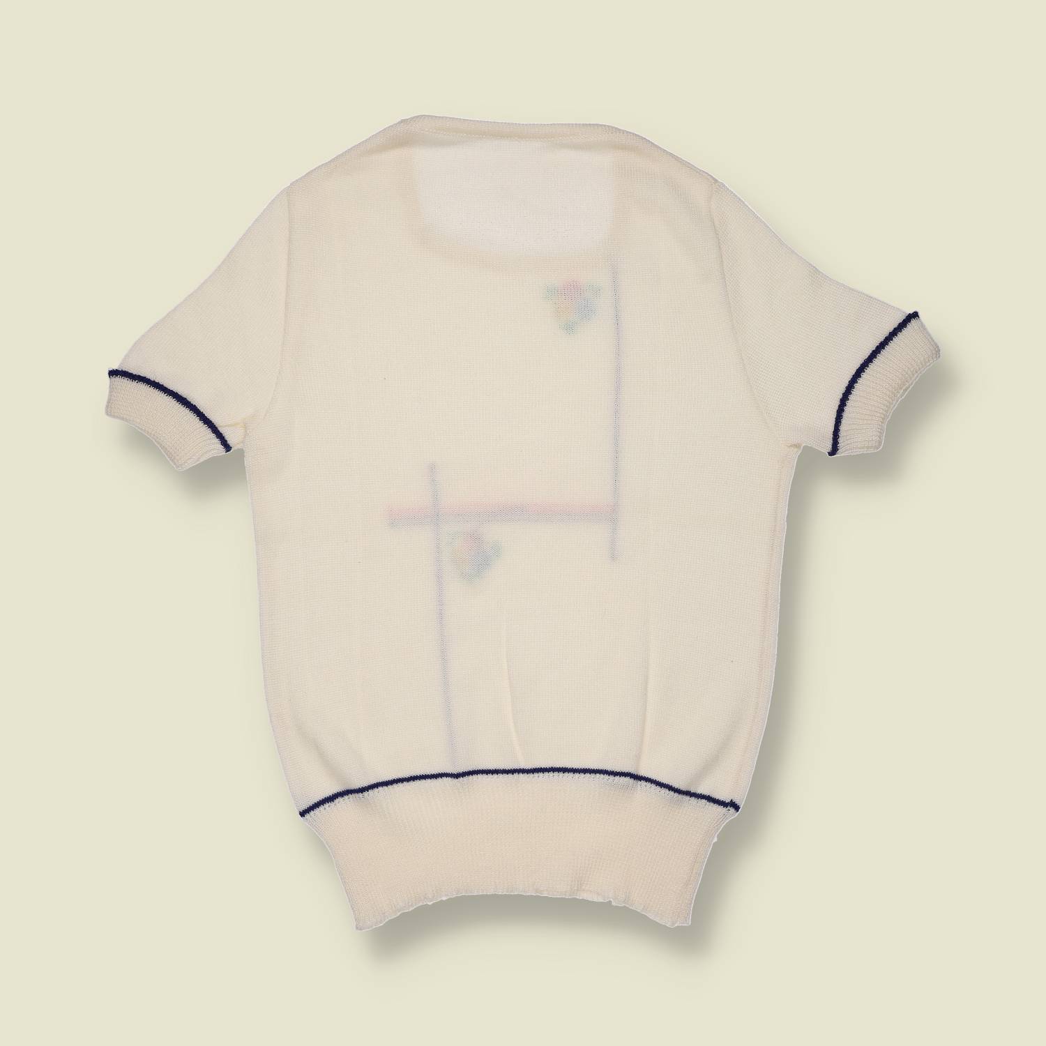 1970s | Embroidered Knit Top | Cream - 6