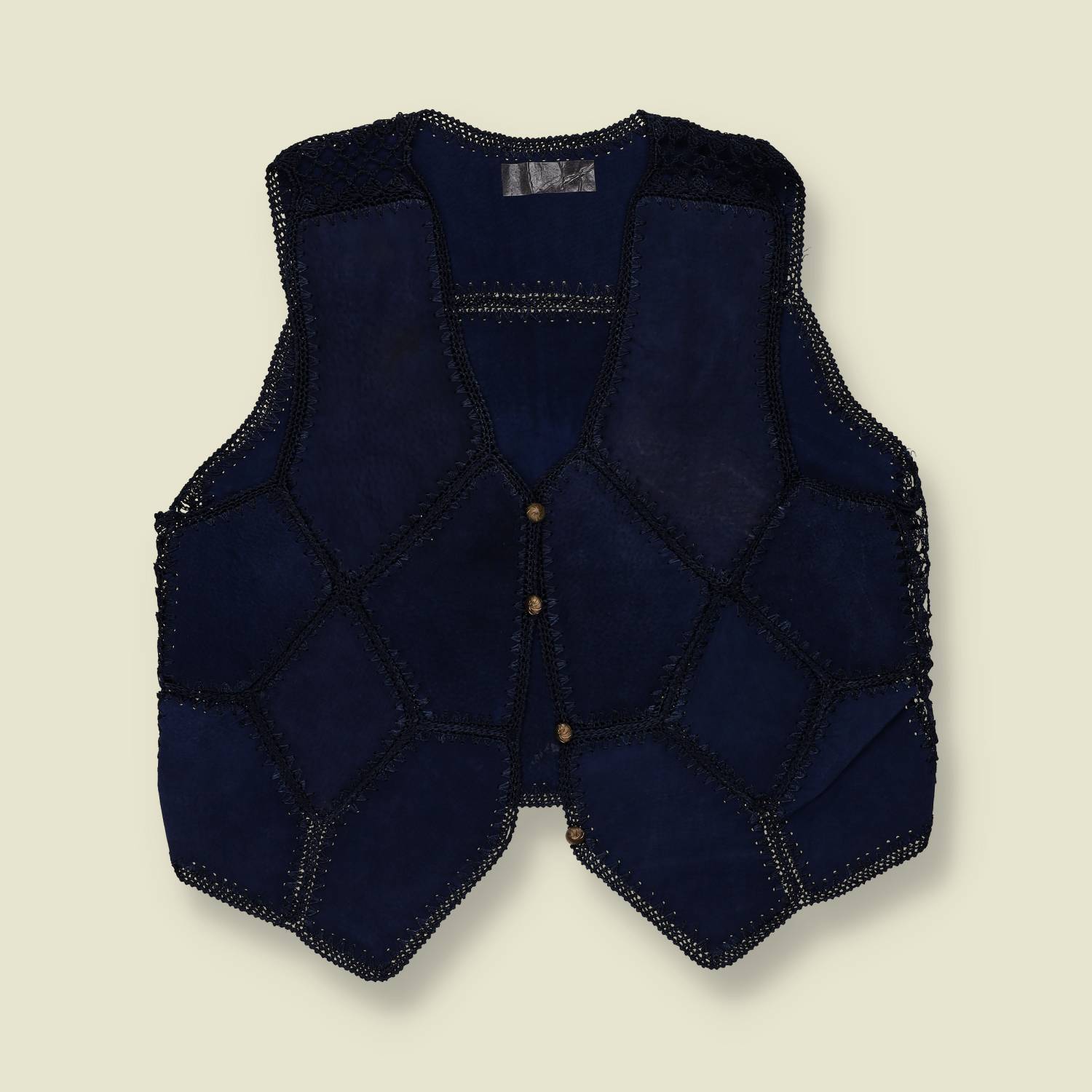 1970s | Lightweight Leather Waistcoat | Navy - 12
