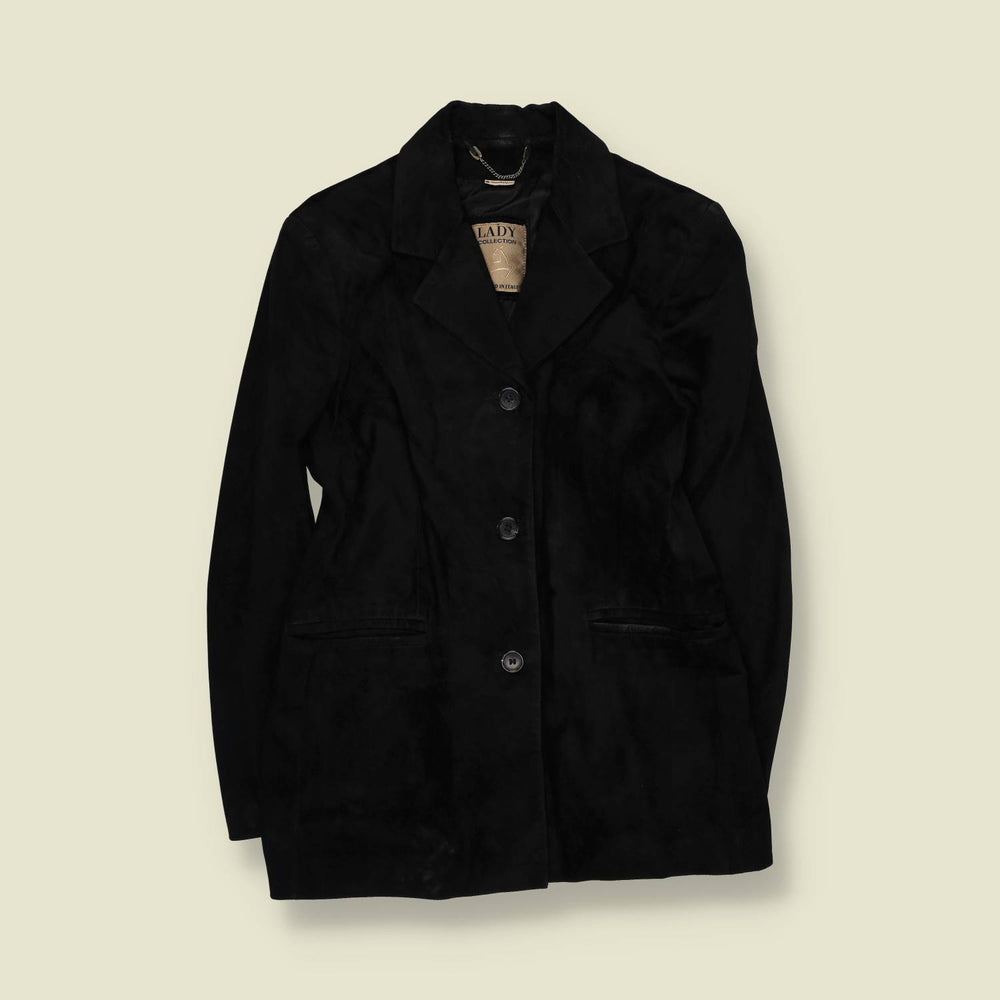 1990s | Lady Collection Made In Italy | Suede Leather Jacket | Black - 8