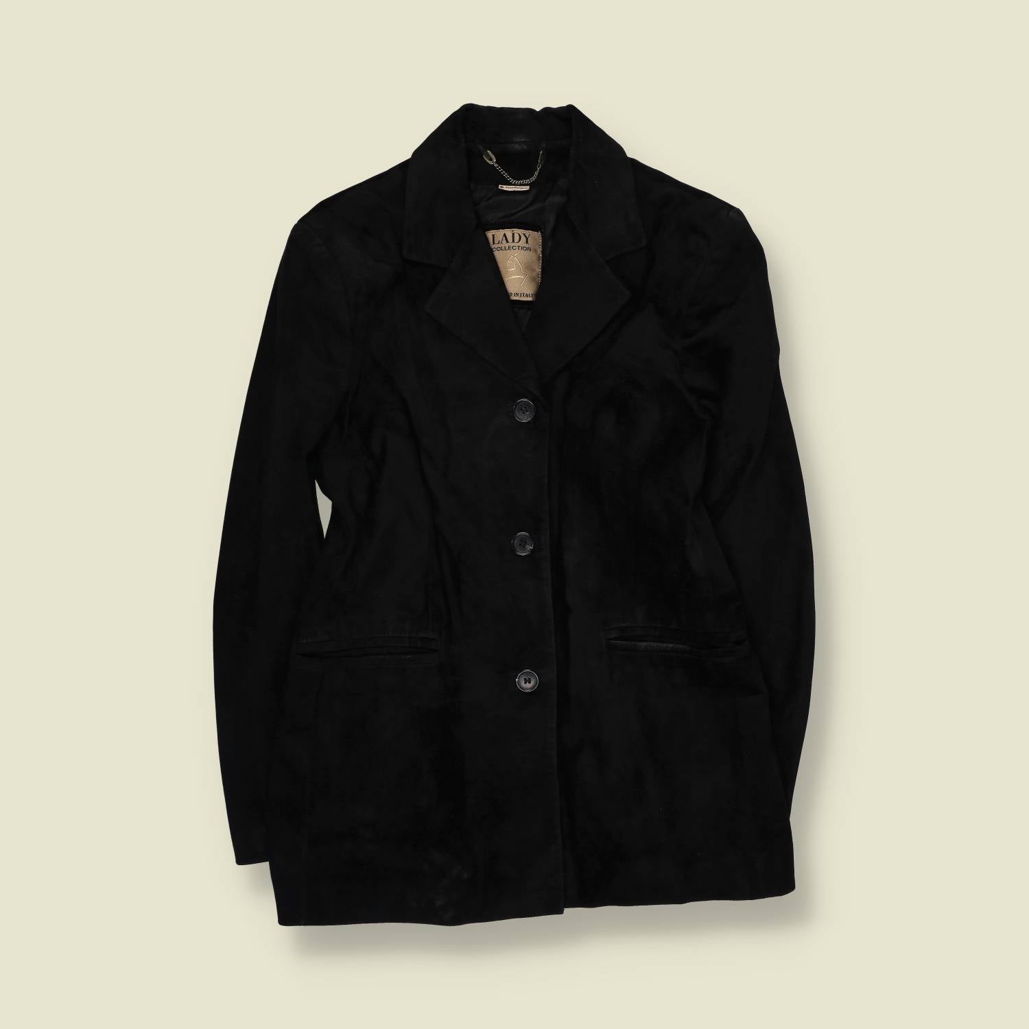 1990s | Lady Collection Made In Italy | Suede Leather Jacket | Black - 8