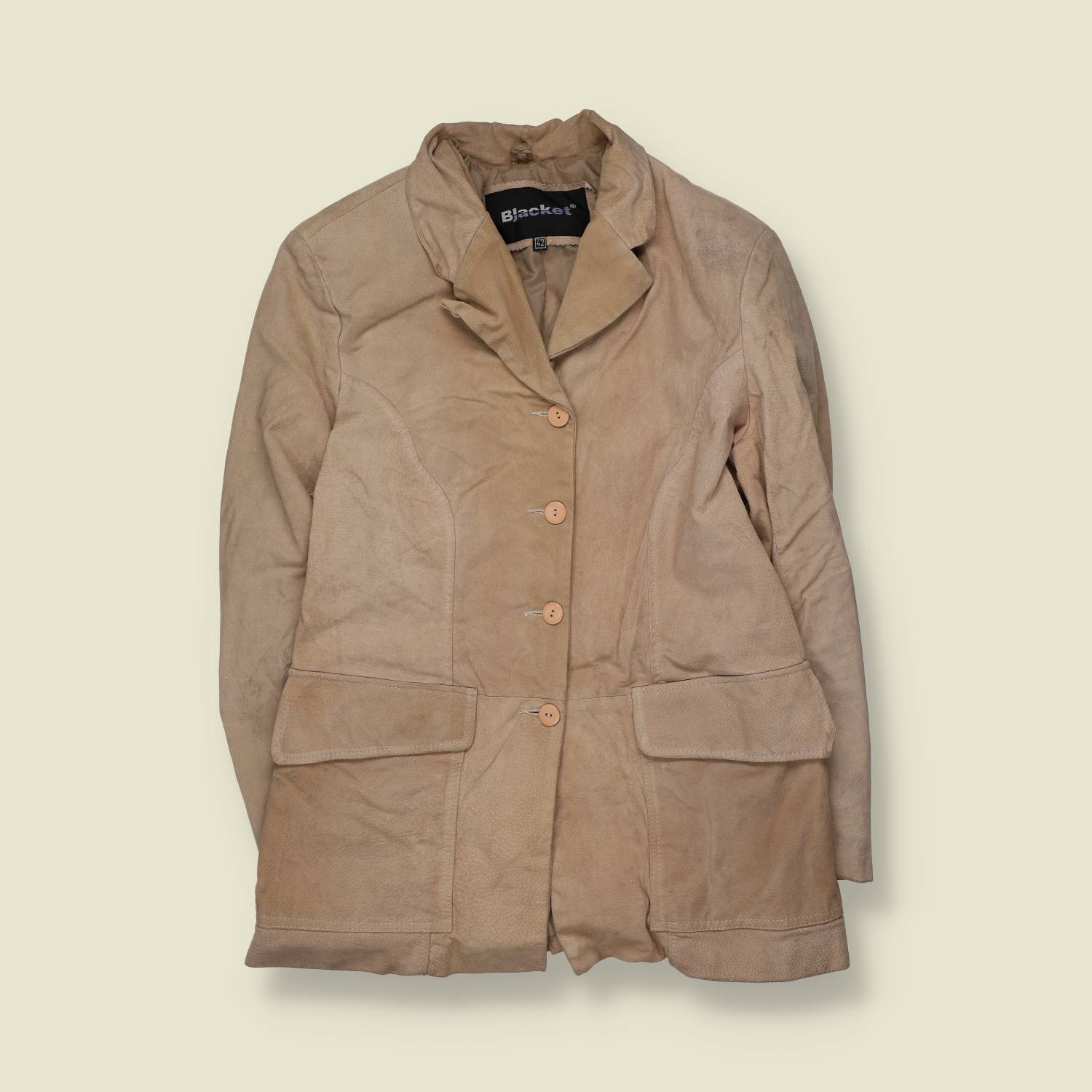 1990s | Blacket | Suede Leather Jacket | Beige - 12