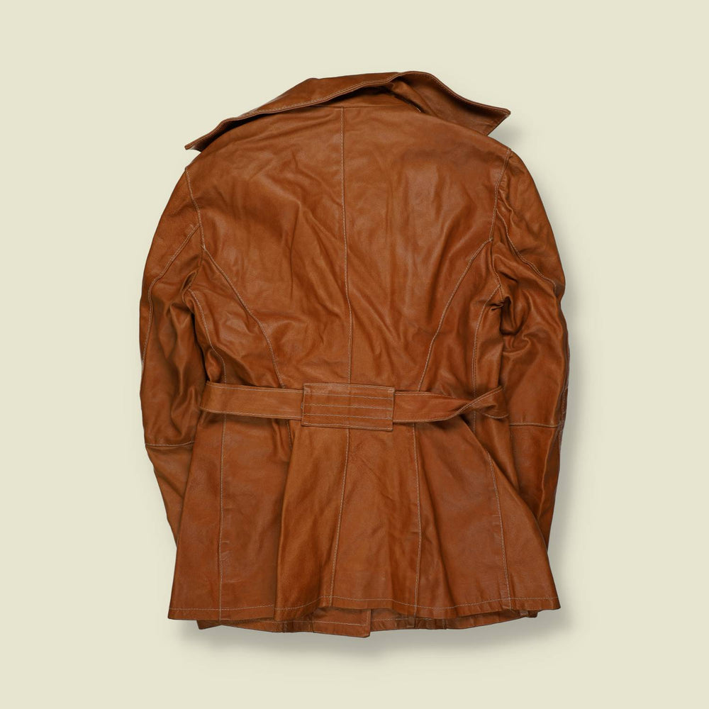 1990s | List | Leather Coat | Tan - 10