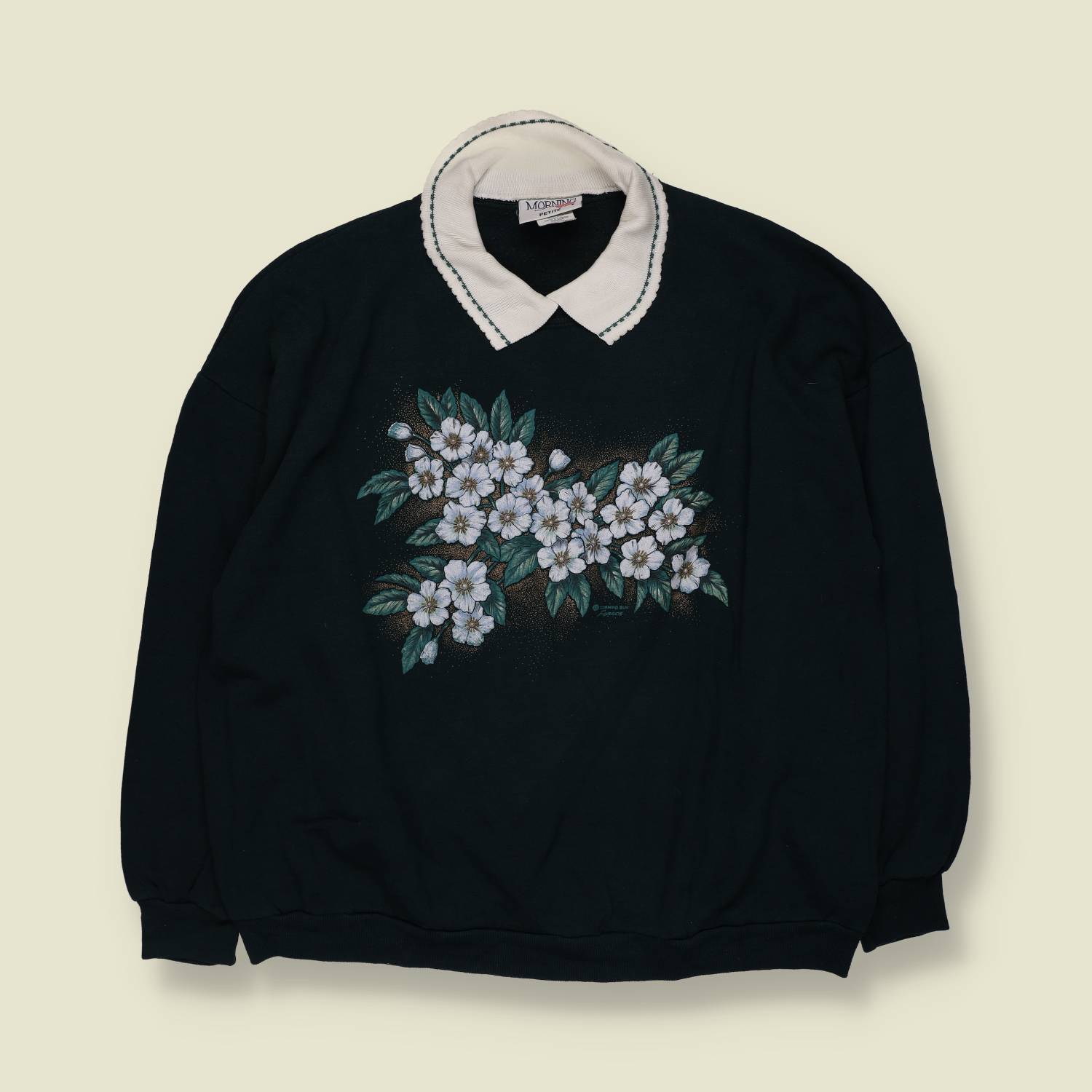 1980s | Morning Sun | Collared Sweatshirt | Black - One size