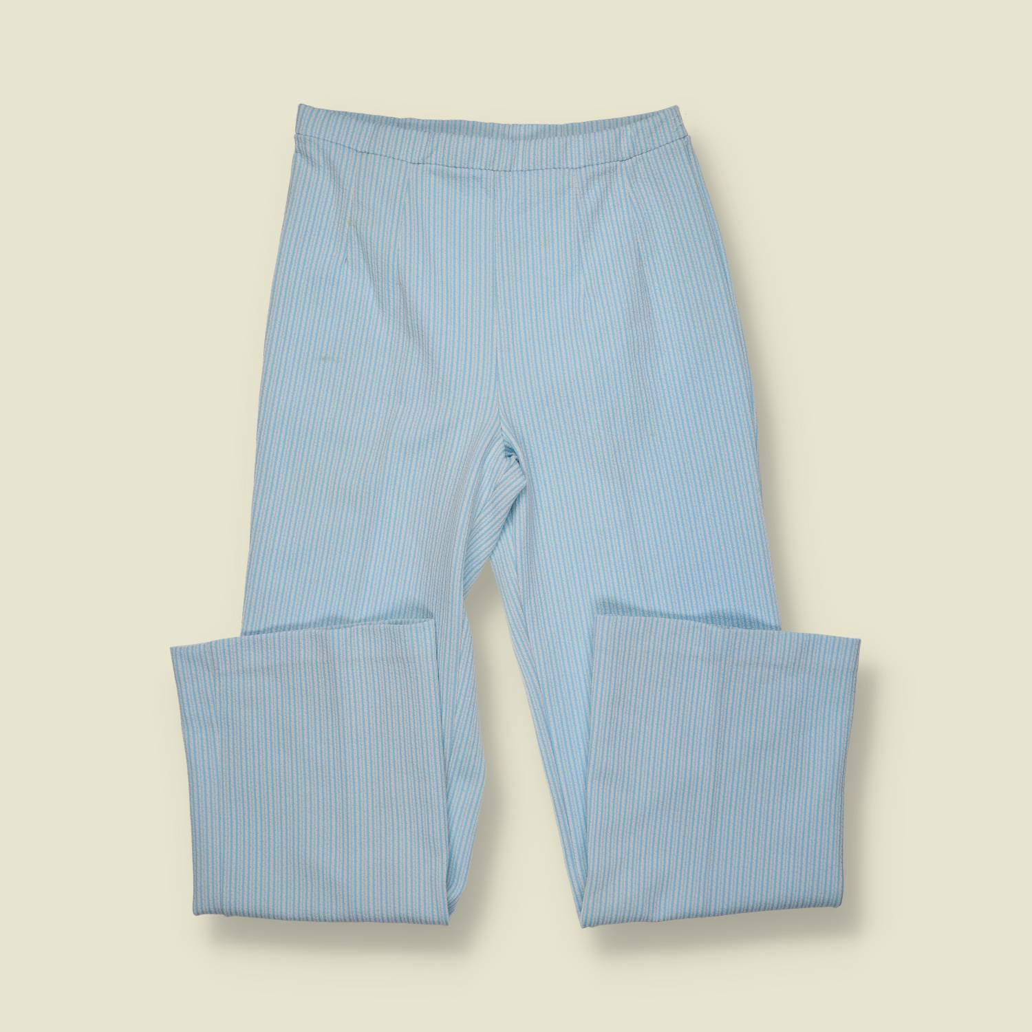 1970s | Casual Flared Trousers | Blue White - w28