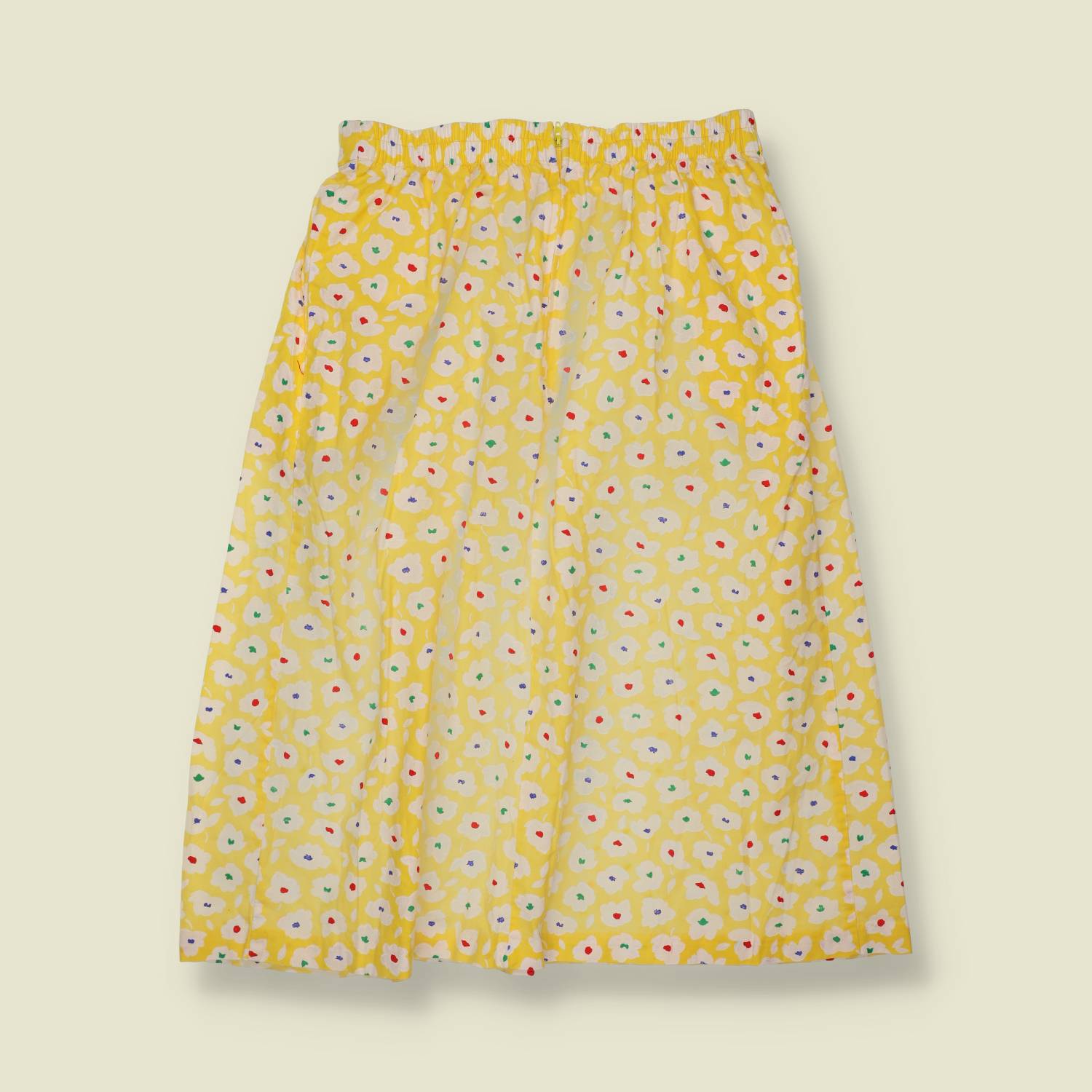 1970s | Cotton Blend Skirt | Yellow Floral - w28