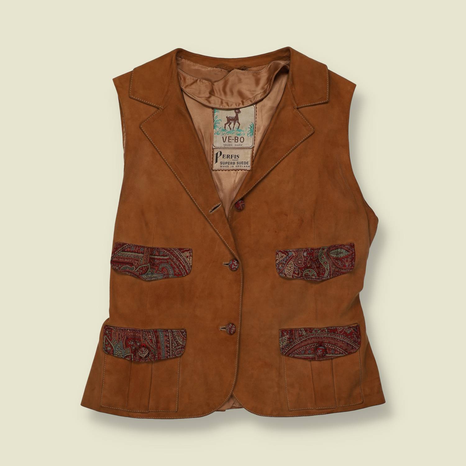 1960s–1970s | Ve-Bo Leather Waistcoat | Made In England | Tan - 10