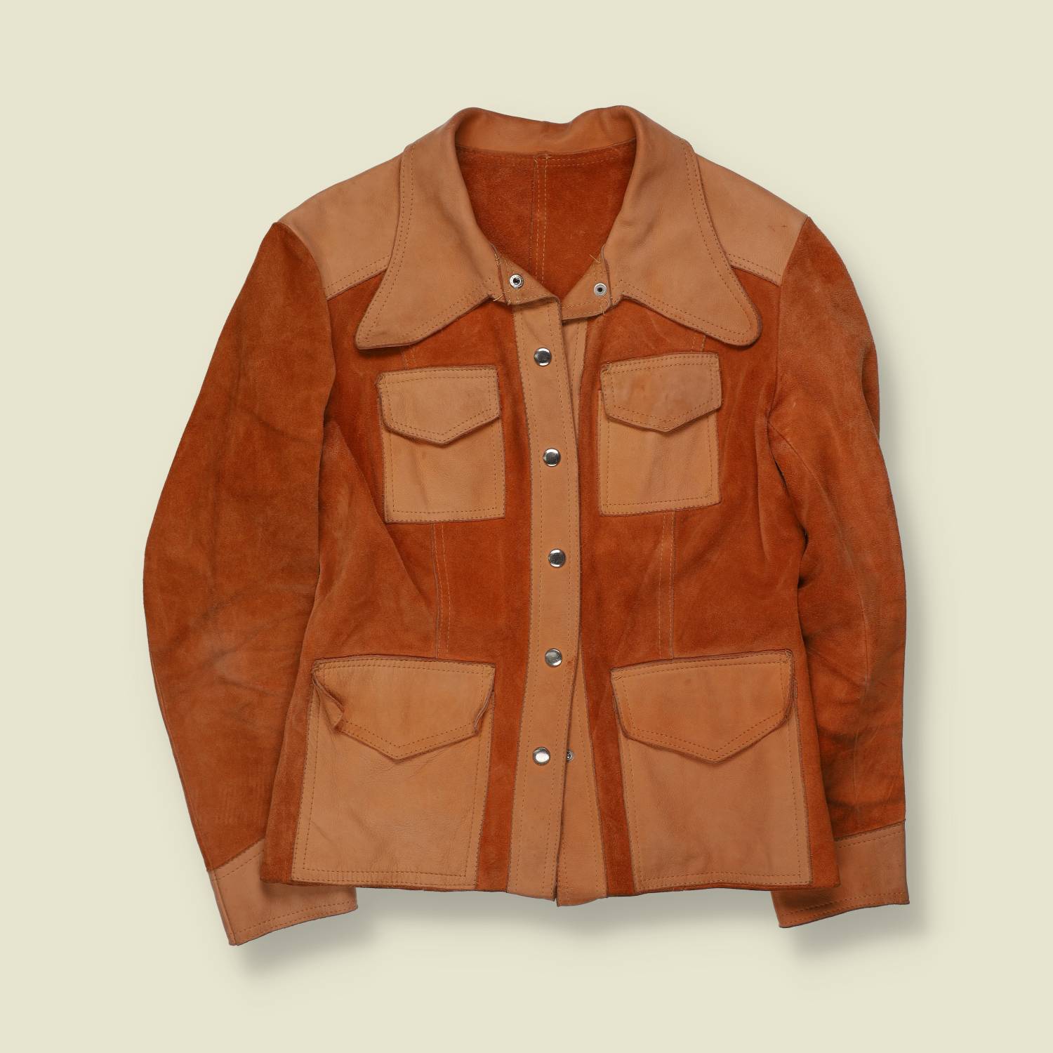 1970s | Leather Utility Jacket | Tan Two Tone - 10
