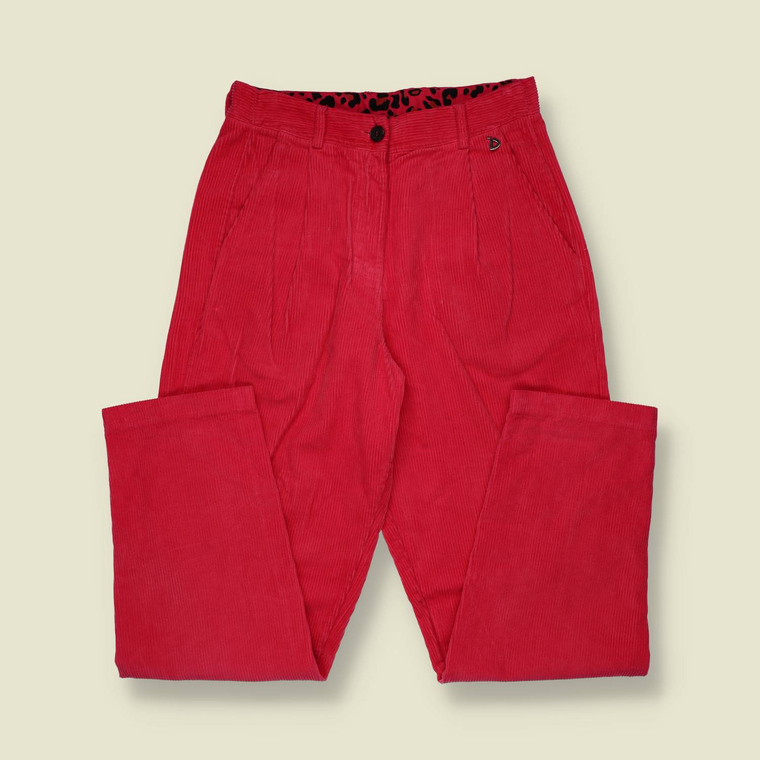 1990s | Jumbo Cord Trousers | Red - w28