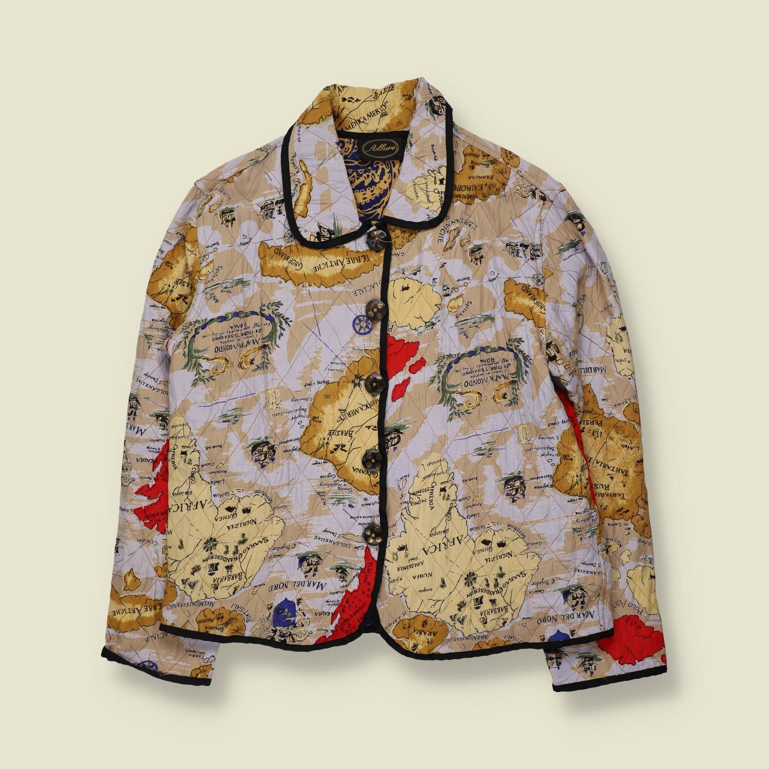 1980s | Allure Jacket | Made In India | Map Print - 12