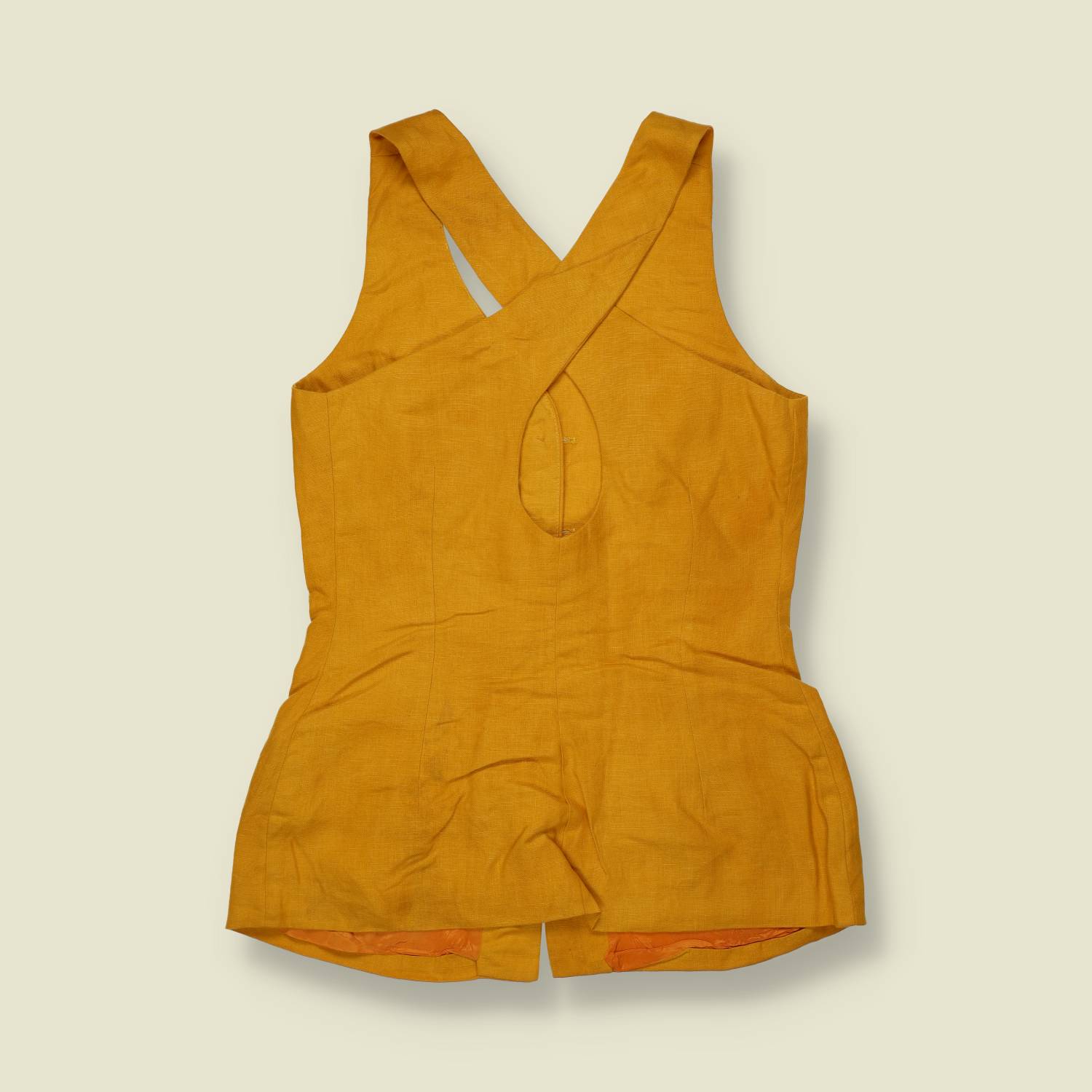 1980s | Linen Waistcoat | Mustard - 8