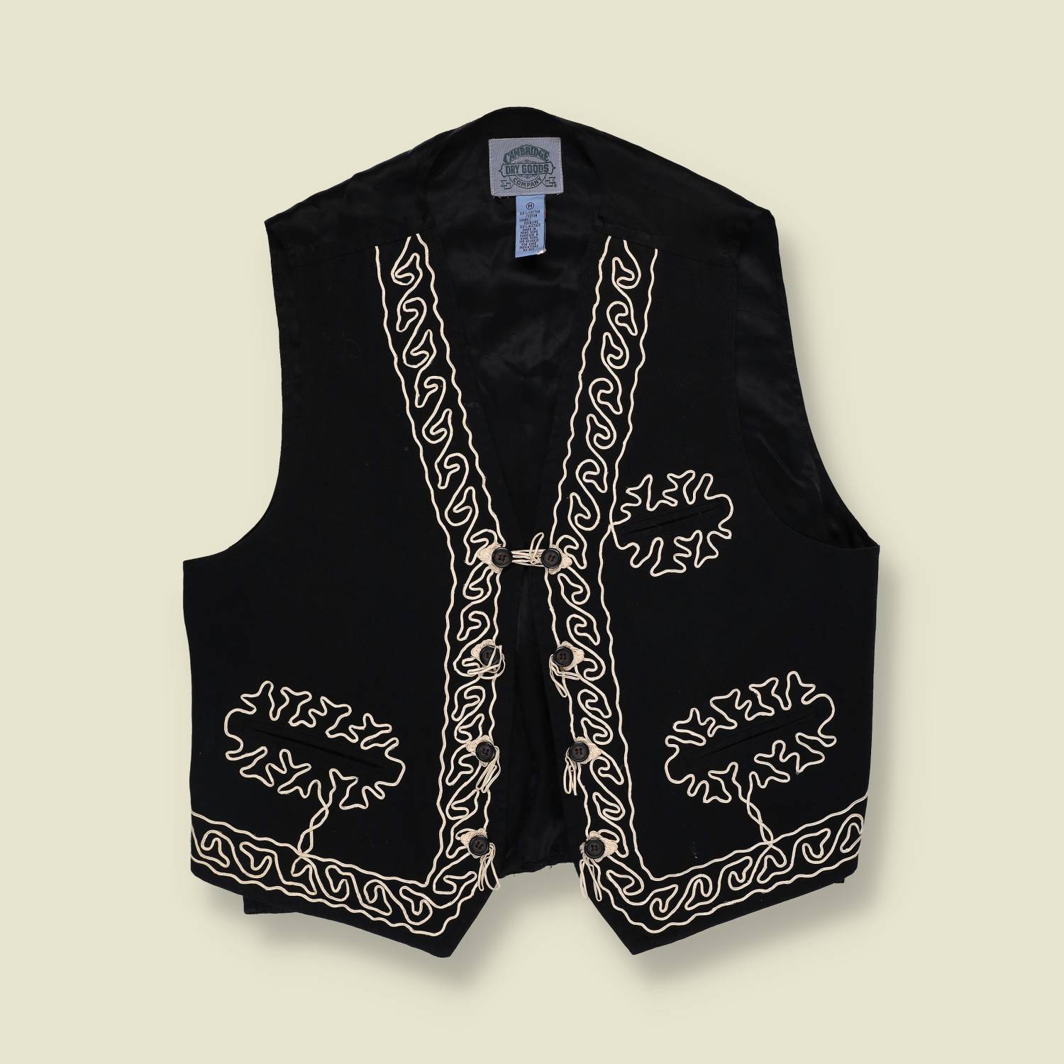 1990s | Cambridge Dry Goods Waistcoat | Black Embroidered - 14