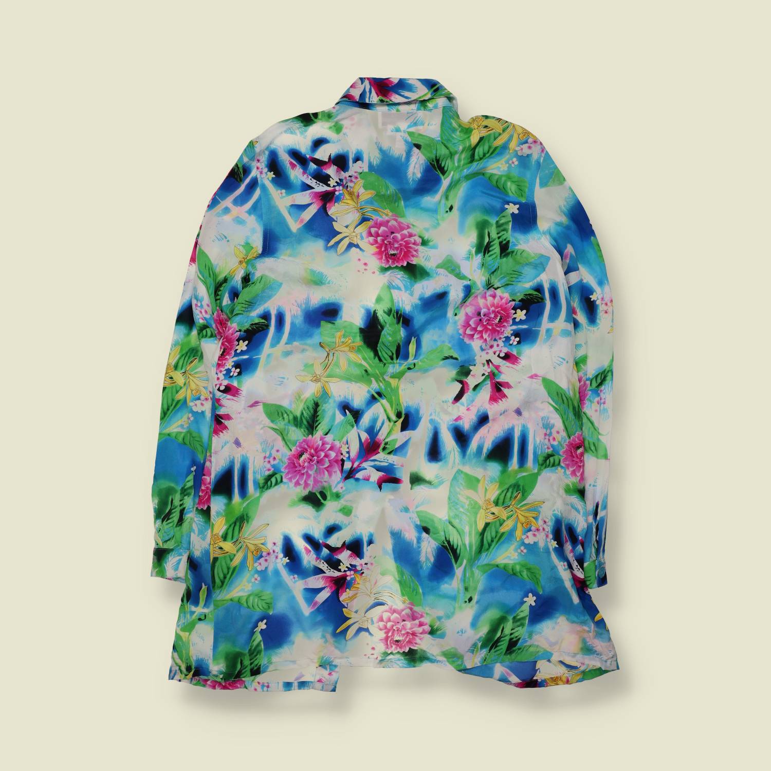 1990s | Dianne Gilman Silk Blouse | Tropical Floral Print - 16