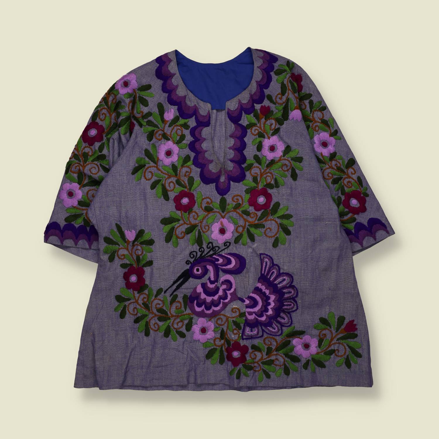 1970s | Hand Made Embroidered Folk Blouse | Lavender Multi - 22