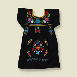1970s | Child’s Embroidered Folk Dress | Black Multi - Child size