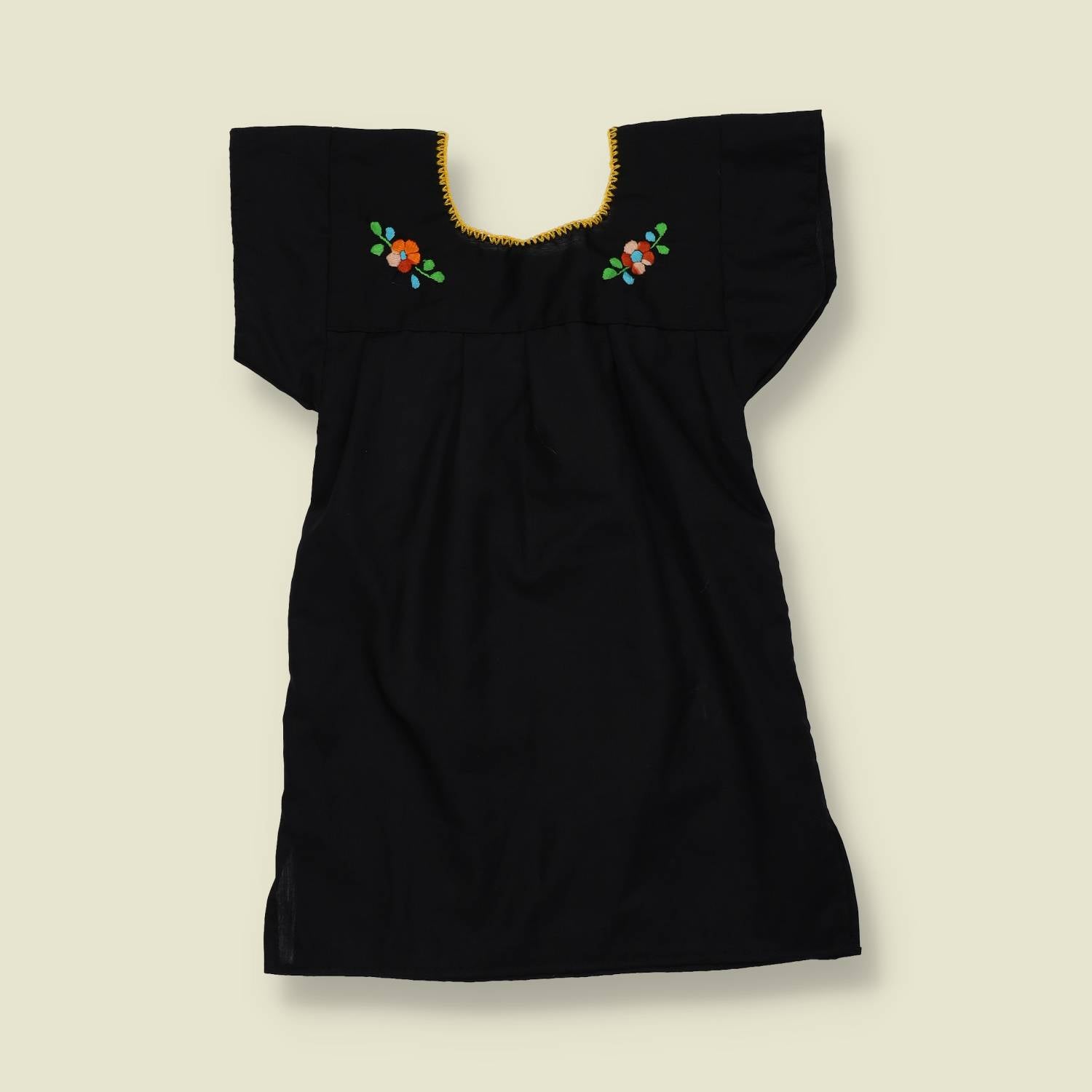 1970s | Child’s Embroidered Folk Dress | Black Multi - Child size
