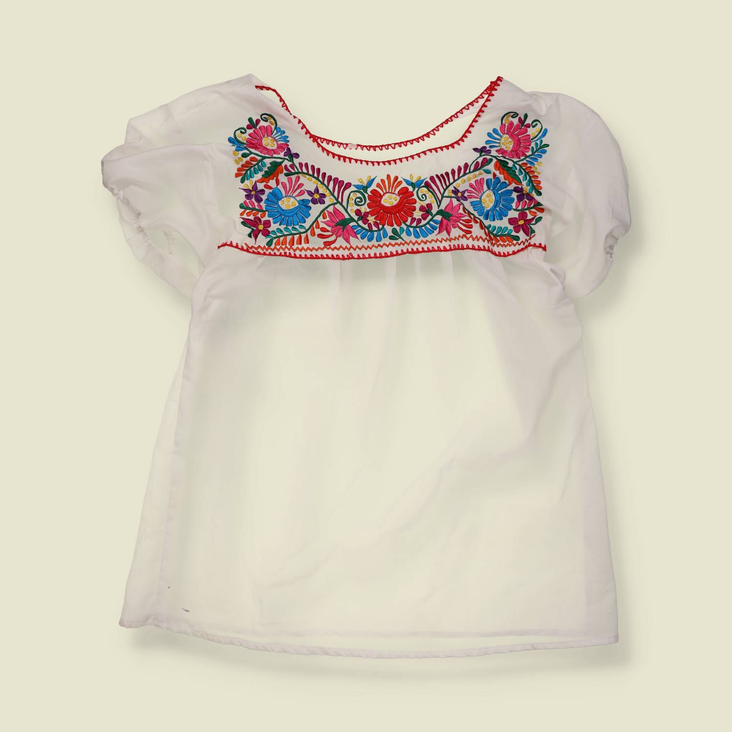 1970s–1980s | Embroidered Folk Blouse | White Multi - 16