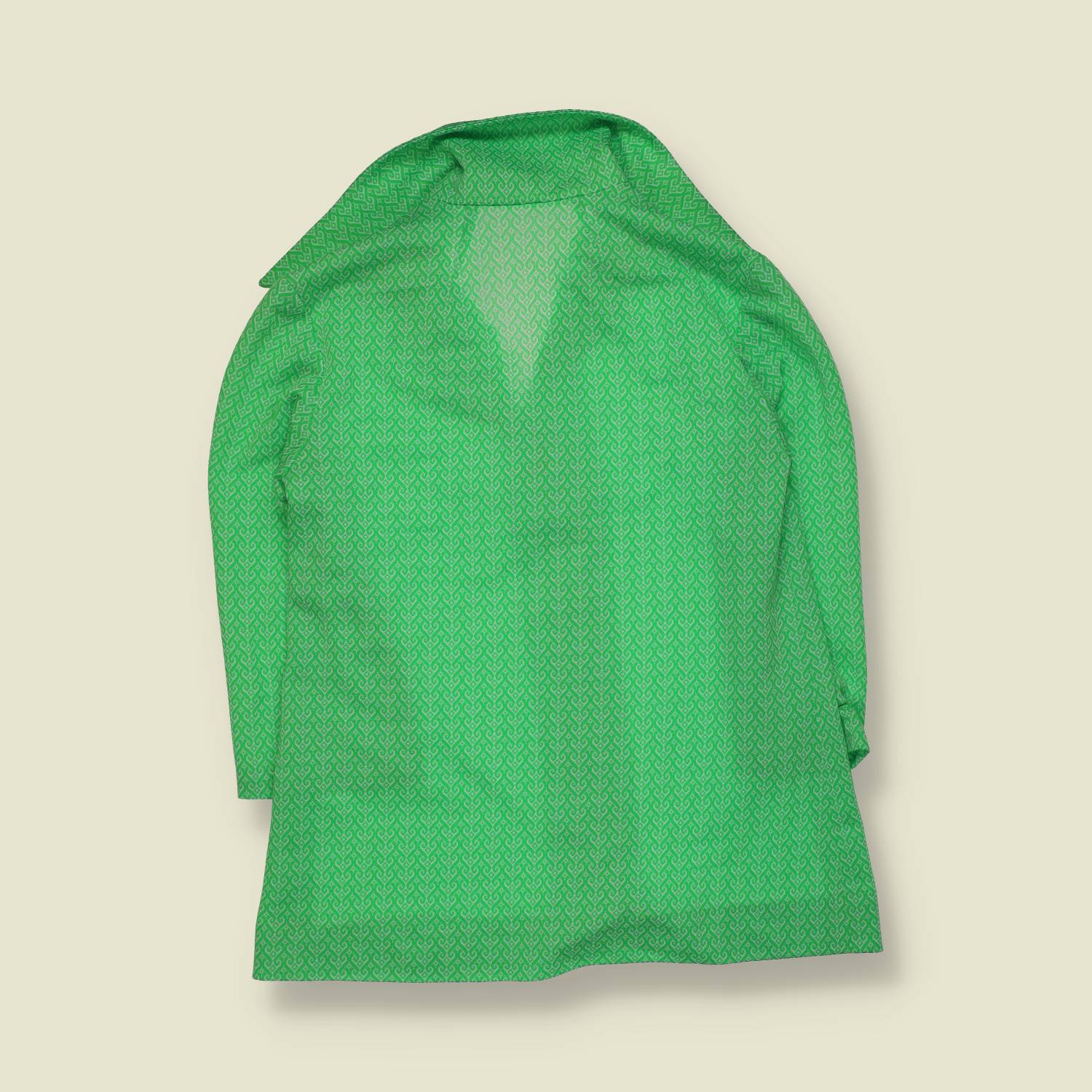1970s | Pointed Collar Blouse | Bright Green - 12