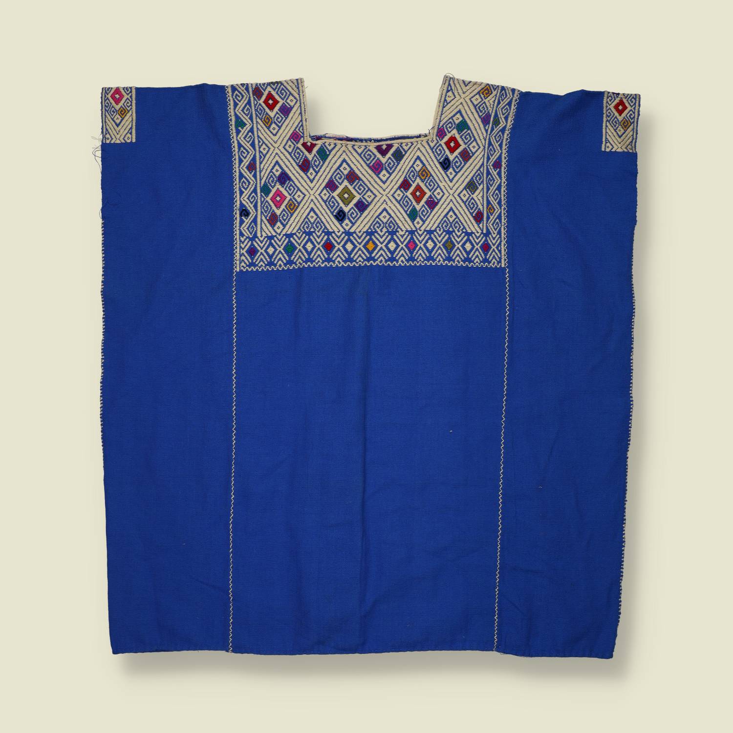 1970s | Hand Made Embroidered Top | Cobalt Blue - One size