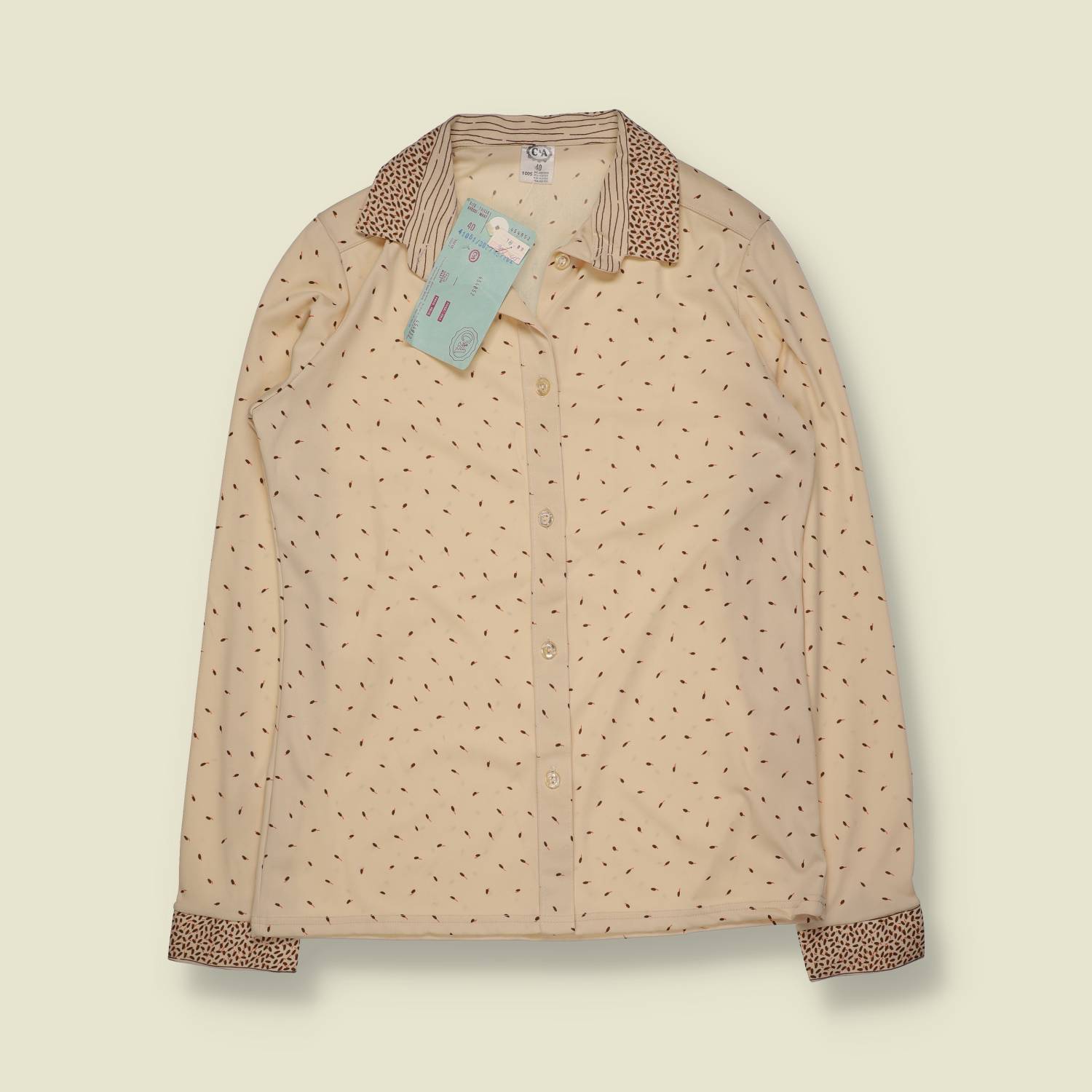 1970s | C&A Deadstock Blouse | Cream Brown - 8