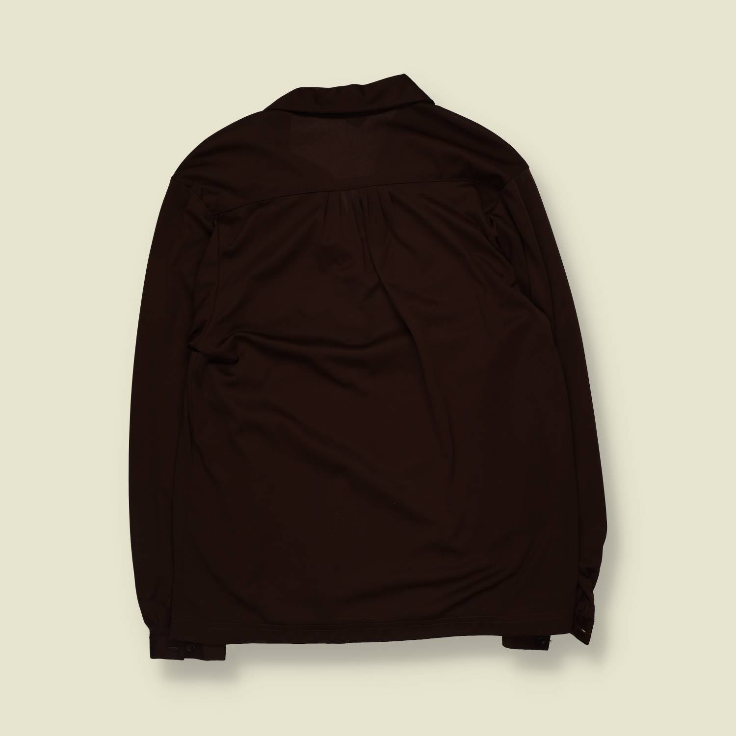 1970s | Point Collar Blouse | Dark Brown - 14