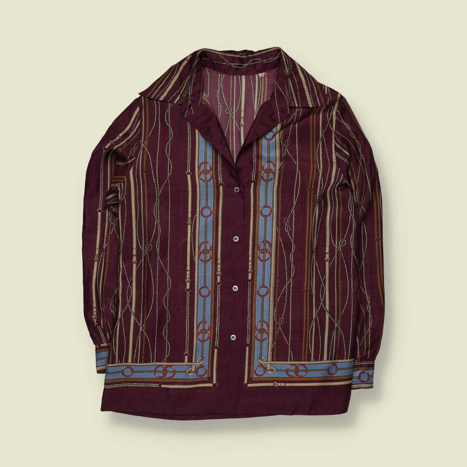 1970s | Baroque Print Blouse | Burgundy Multi - 12