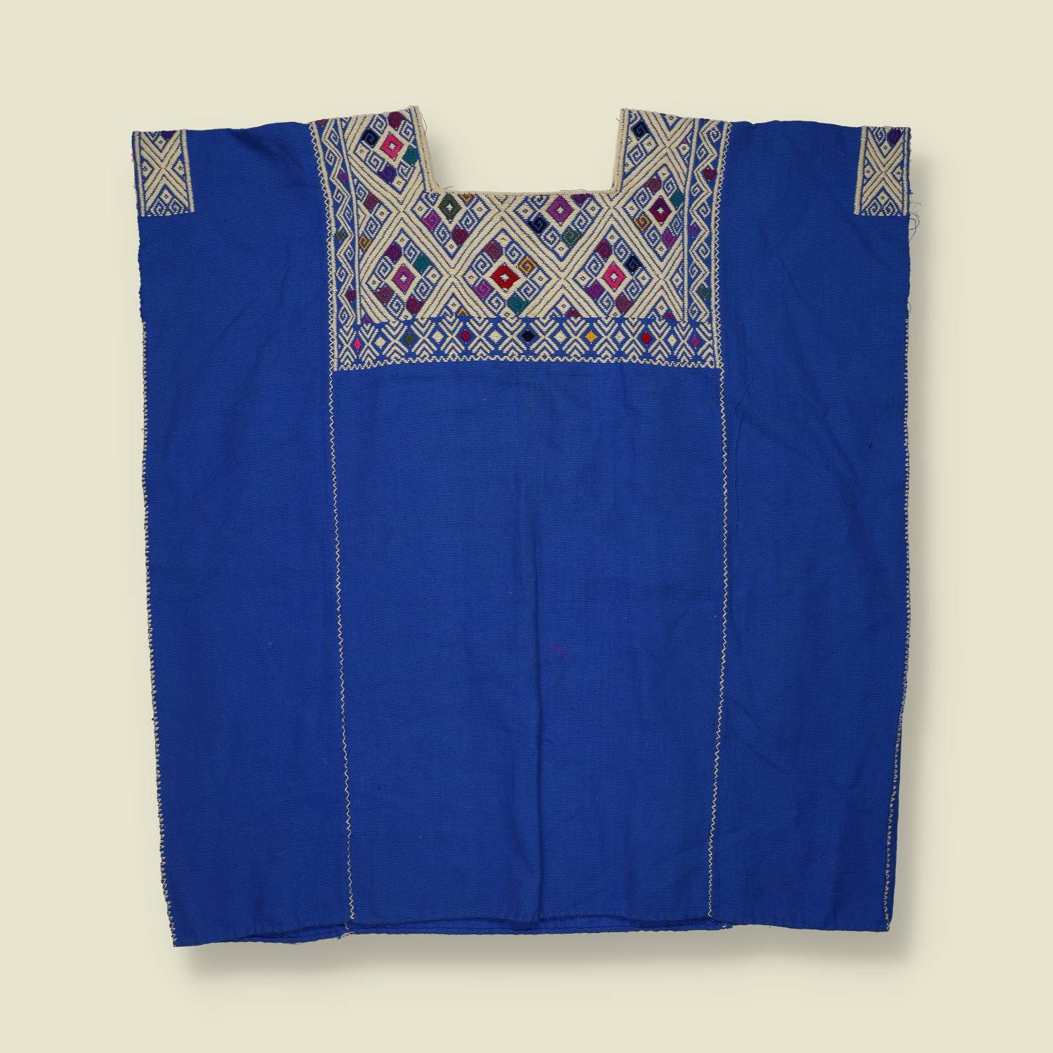 1970s | Hand Made Embroidered Top | Cobalt Blue - One size