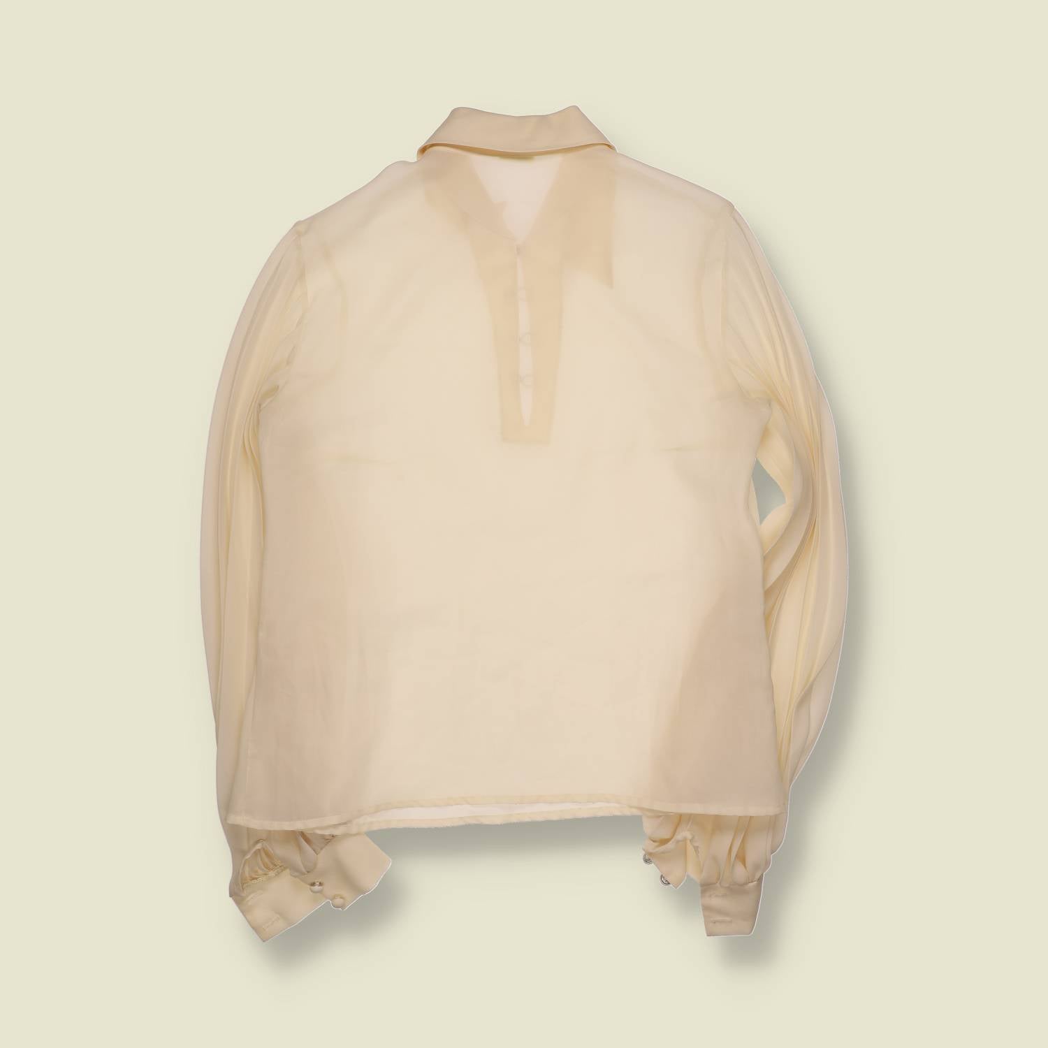 1970s | Sheer Collared Blouse | Soft Cream - 12