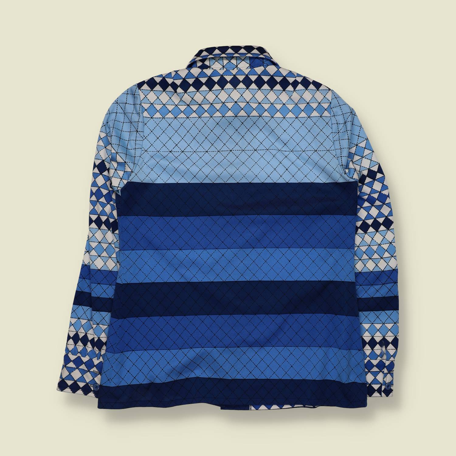 1970s | Geometric Print Blouse | Blue Multi - 8