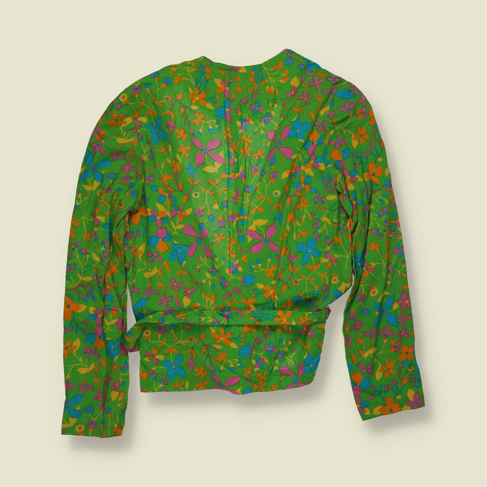 1960s | Floral Print Blouse Jacket | Green Multi - 6