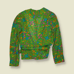 1960s | Floral Print Blouse Jacket | Green Multi - 6