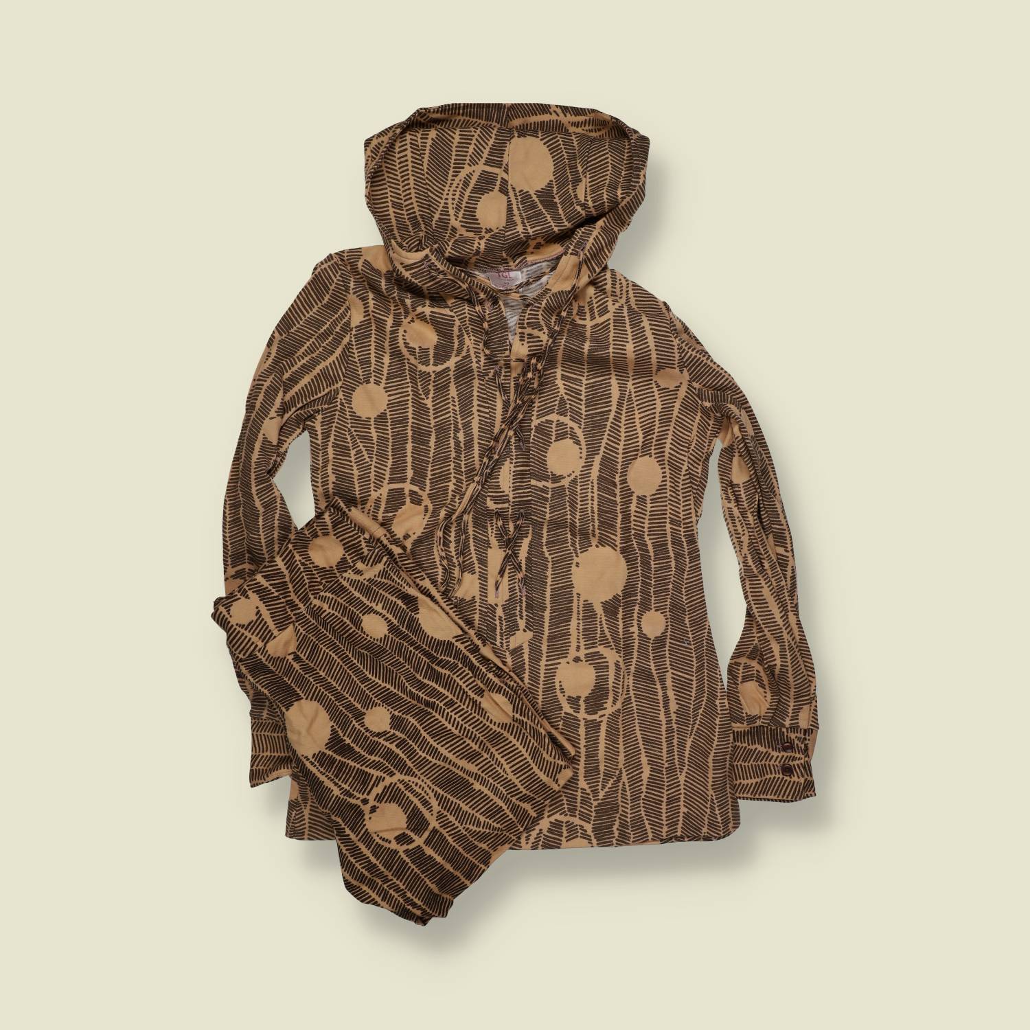 1970s | Deadstock Two-Piece Lounge Set | Brown And Beige - 10