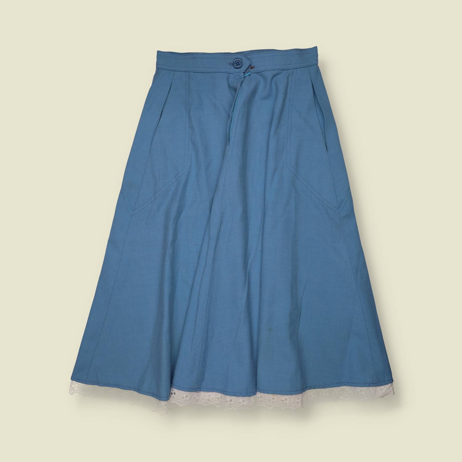 1970s | Blue Folk Skirt - w26