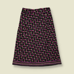 1970s | Geometric Print Wool Skirt - Black - w26