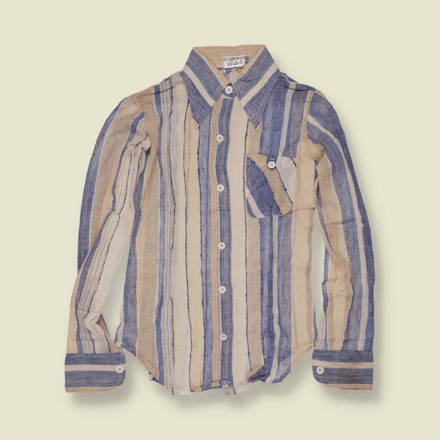 1970s | Striped Cotton Blouse - Deadstock - 4