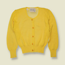 1970s | Deviblu by Vidi | Yellow Cotton Knit Cardigan - 8